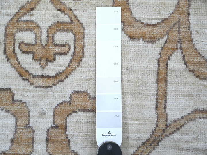 9'11" x 13'10" New Hand Knotted Ivory Wool Rectangle Oriental Rug - MOA10221880