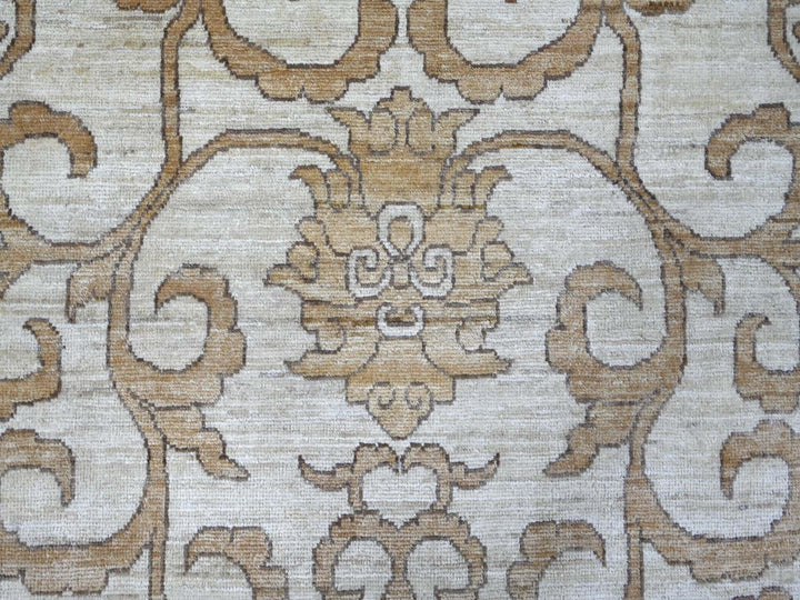 9'11" x 13'10" New Hand Knotted Ivory Wool Rectangle Oriental Rug - MOA10221880