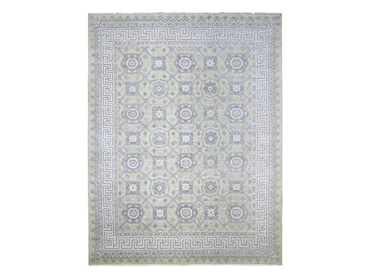 8'11" x 11'8" New Hand Knotted Green Wool Rectangle Oriental Rug - MOA10221882