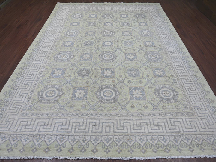 8'11" x 11'8" New Hand Knotted Green Wool Rectangle Oriental Rug - MOA10221882