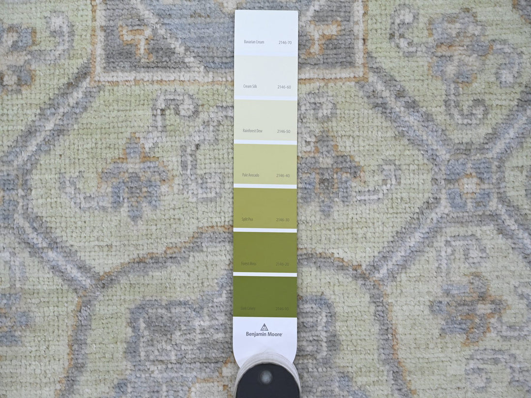 8'11" x 11'8" New Hand Knotted Green Wool Rectangle Oriental Rug - MOA10221882
