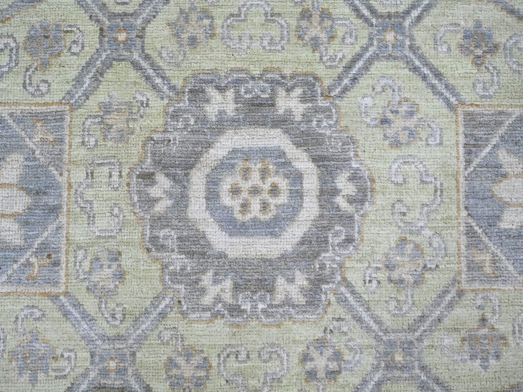 8'11" x 11'8" New Hand Knotted Green Wool Rectangle Oriental Rug - MOA10221882