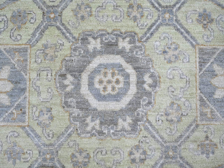 8'11" x 11'8" New Hand Knotted Green Wool Rectangle Oriental Rug - MOA10221882