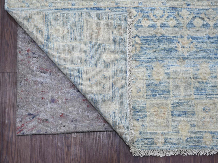 8'0" x 9'9" New Hand Knotted Blue Wool Rectangle Oriental Rug - MOA10221884
