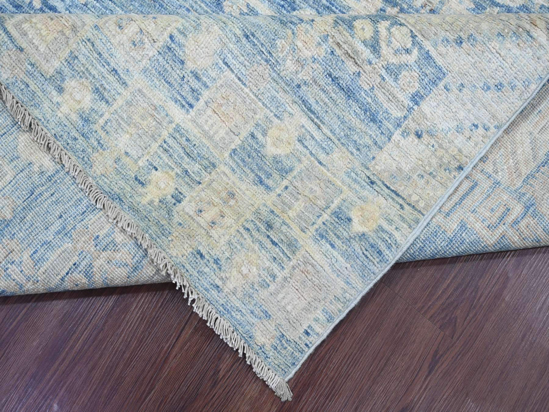 8'0" x 9'9" New Hand Knotted Blue Wool Rectangle Oriental Rug - MOA10221884