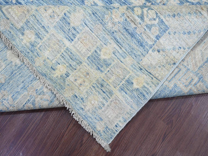 8'0" x 9'9" New Hand Knotted Blue Wool Rectangle Oriental Rug - MOA10221884