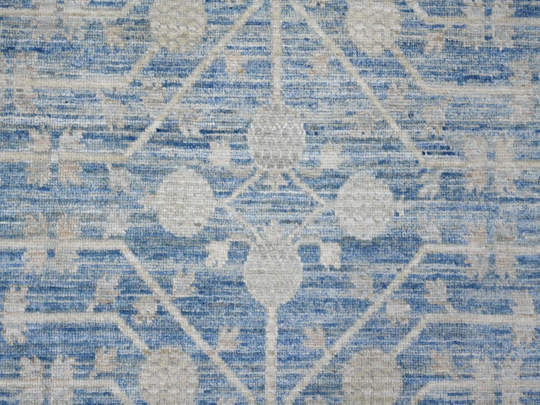 8'0" x 9'9" New Hand Knotted Blue Wool Rectangle Oriental Rug - MOA10221884