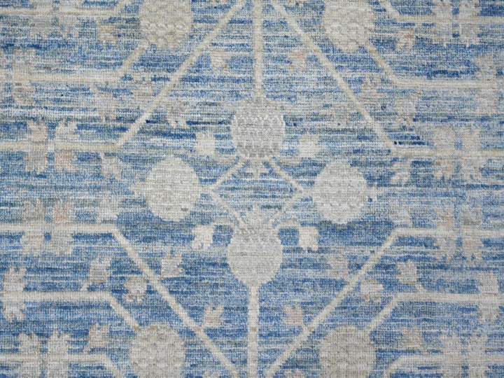 8'0" x 9'9" New Hand Knotted Blue Wool Rectangle Oriental Rug - MOA10221884