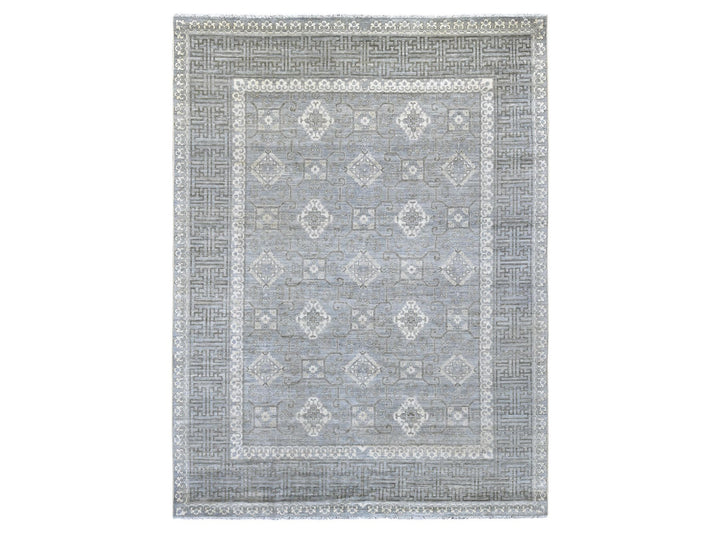 8'8" x 11'8" New Hand Knotted Grey Wool Rectangle Oriental Rug - MOA10221885