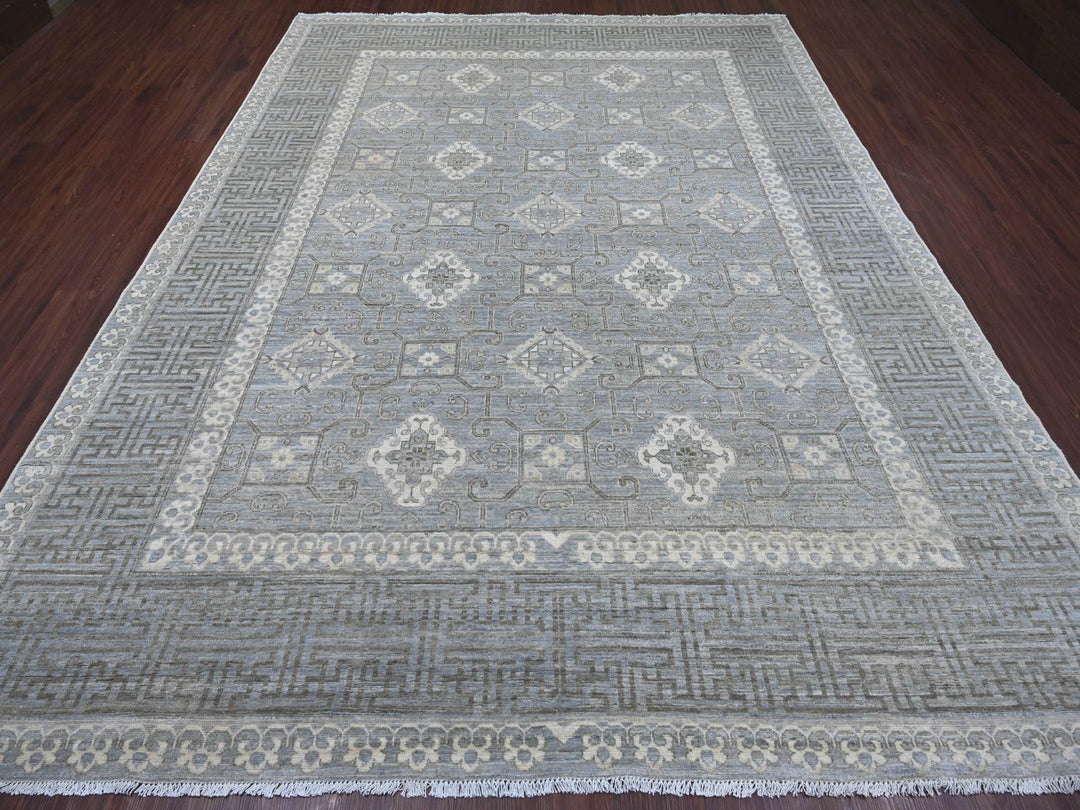 8'8" x 11'8" New Hand Knotted Grey Wool Rectangle Oriental Rug - MOA10221885