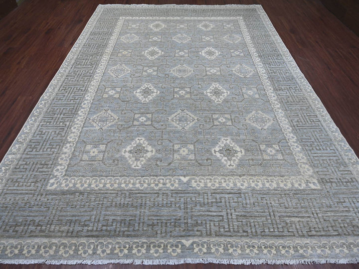 8'8" x 11'8" New Hand Knotted Grey Wool Rectangle Oriental Rug - MOA10221885