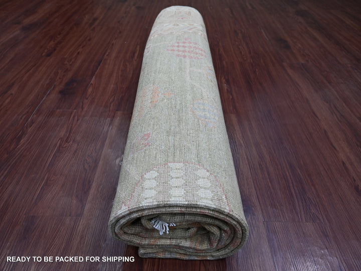 8'3" x 9'8" New Hand Knotted Green Wool Rectangle Oriental Rug - MOA10221886