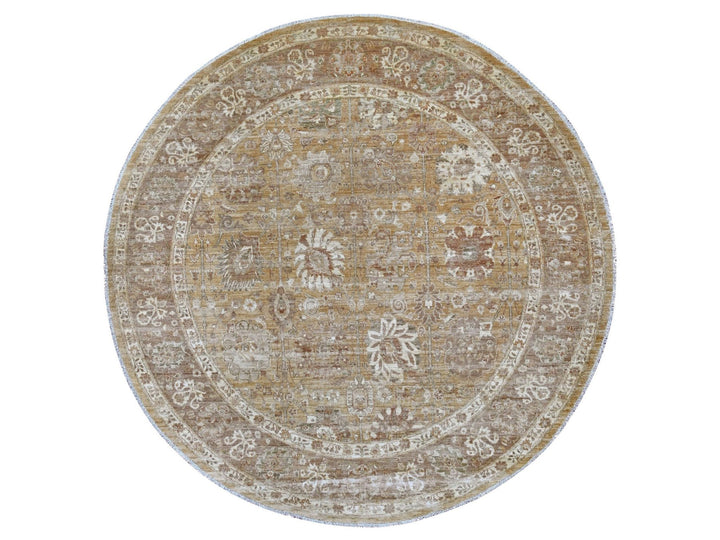 7'8" x 7'11" New Hand Knotted Brown Wool Round Oriental Rug - MOA10221887