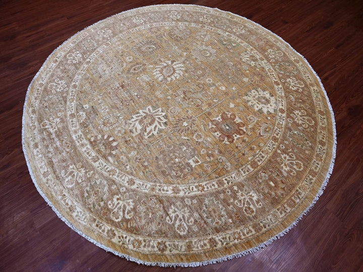 7'8" x 7'11" New Hand Knotted Brown Wool Round Oriental Rug - MOA10221887