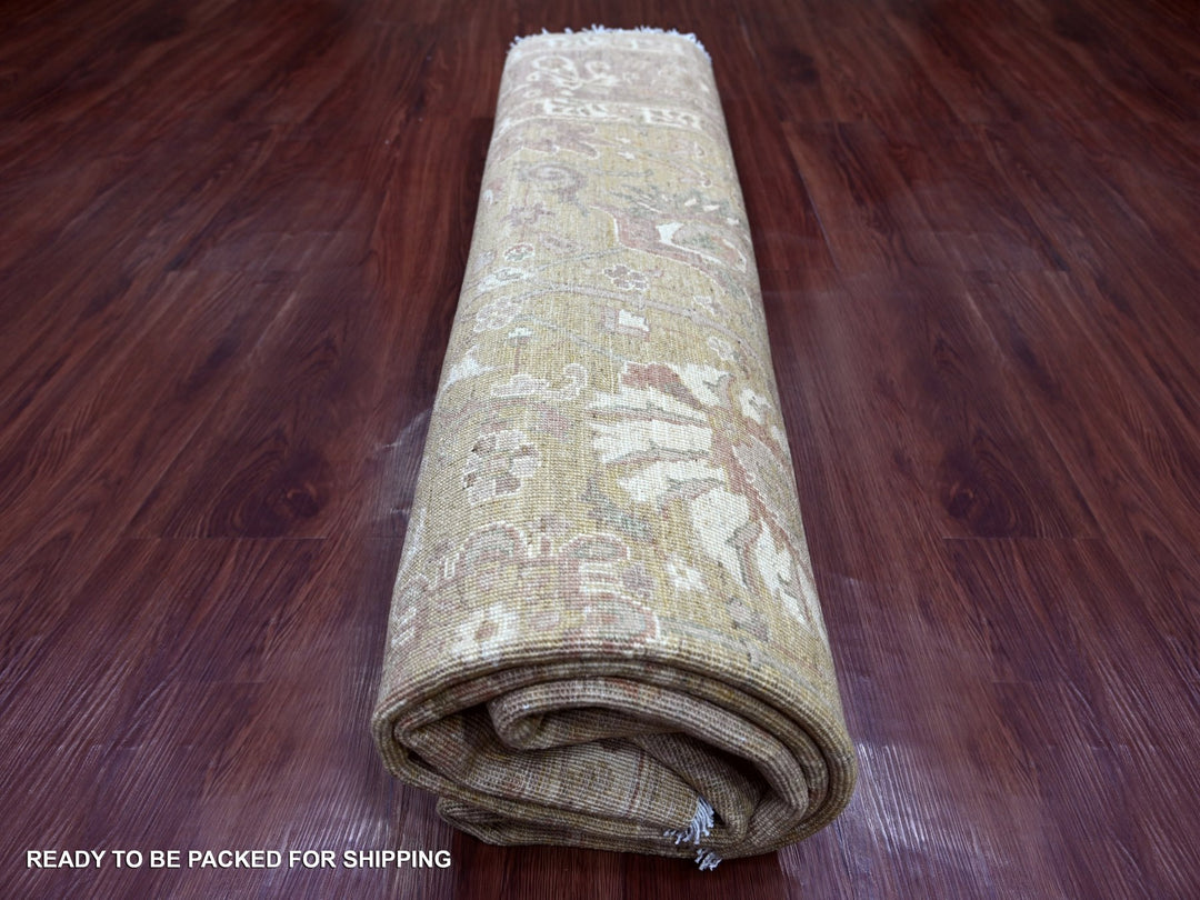 7'8" x 7'11" New Hand Knotted Brown Wool Round Oriental Rug - MOA10221887