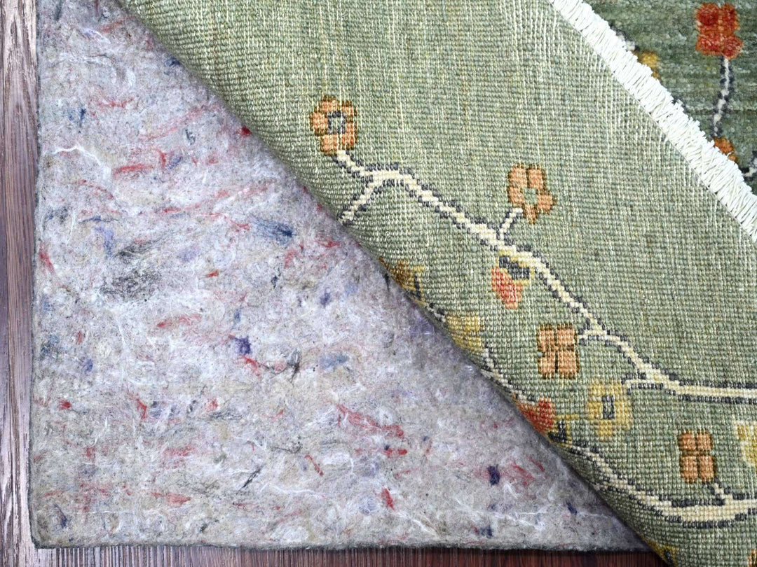 10'1" x 10'3" New Hand Knotted Green Wool Round Oriental Rug - MOA10221888