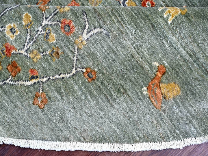 10'1" x 10'3" New Hand Knotted Green Wool Round Oriental Rug - MOA10221888