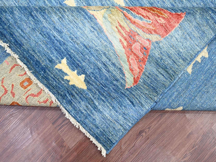 8'11" x 11'9" New Hand Knotted Blue Wool Rectangle Oriental Rug - MOA10221889
