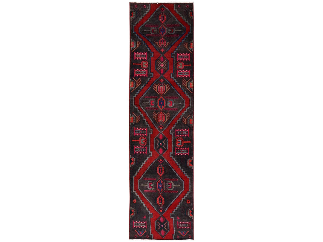 2'10" x 11'1" Vintage Hand Knotted Brown Wool Runner Oriental Rug - MOA1022188