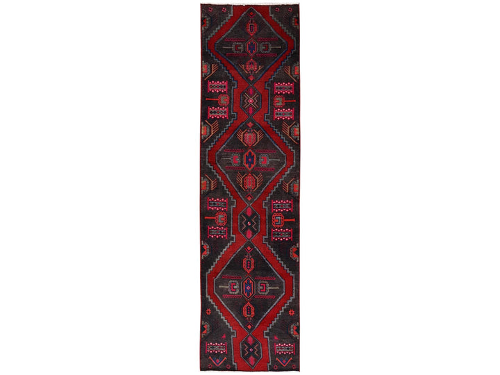 2'10" x 11'1" Vintage Hand Knotted Brown Wool Runner Oriental Rug - MOA1022188