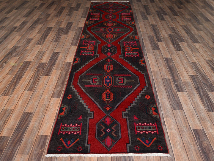 2'10" x 11'1" Vintage Hand Knotted Brown Wool Runner Oriental Rug - MOA1022188