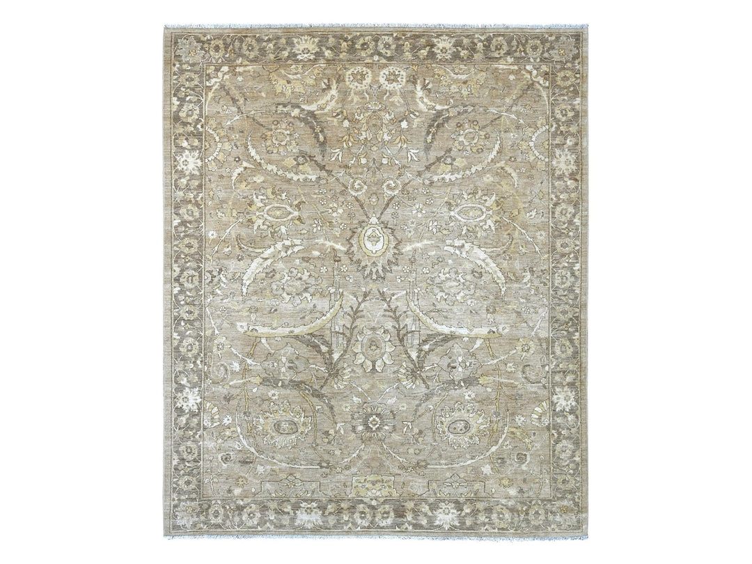 8'1" x 9'9" New Hand Knotted Brown Wool Rectangle Oriental Rug - MOA10221892