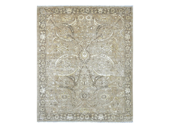 8'1" x 9'9" New Hand Knotted Brown Wool Rectangle Oriental Rug - MOA10221892