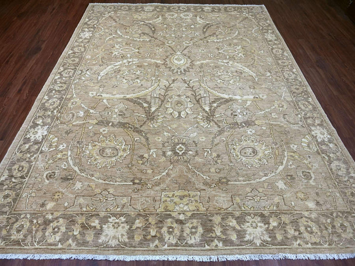 8'1" x 9'9" New Hand Knotted Brown Wool Rectangle Oriental Rug - MOA10221892