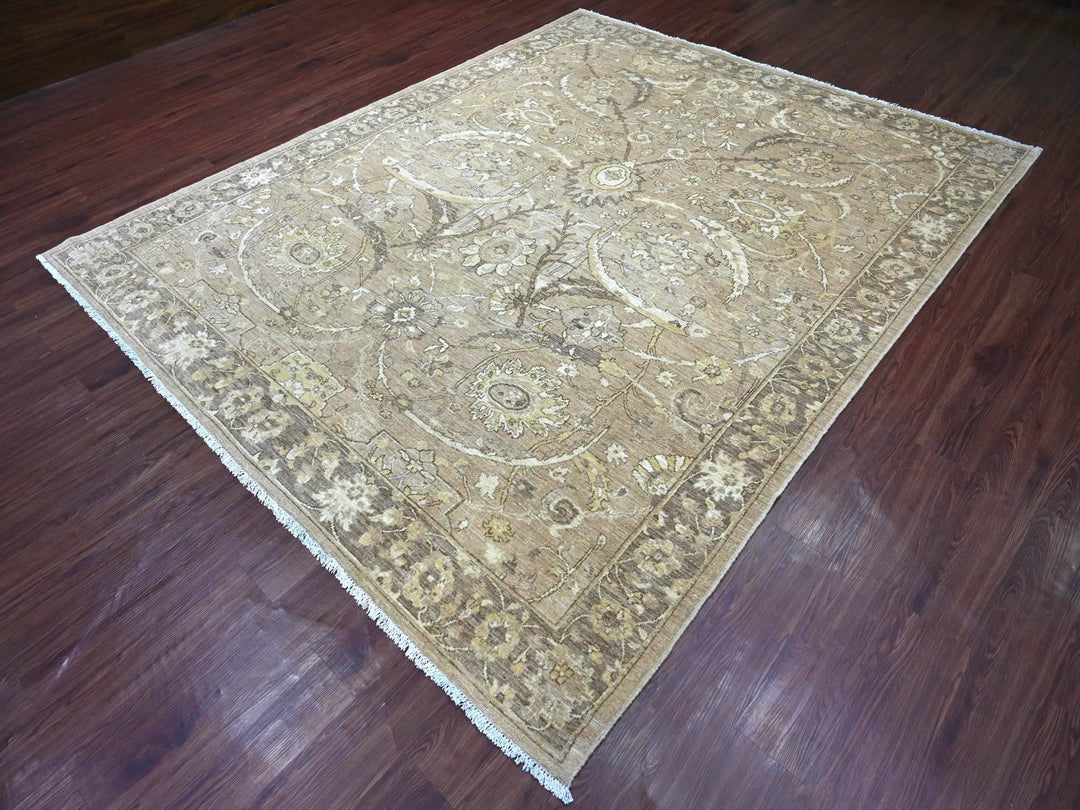 8'1" x 9'9" New Hand Knotted Brown Wool Rectangle Oriental Rug - MOA10221892