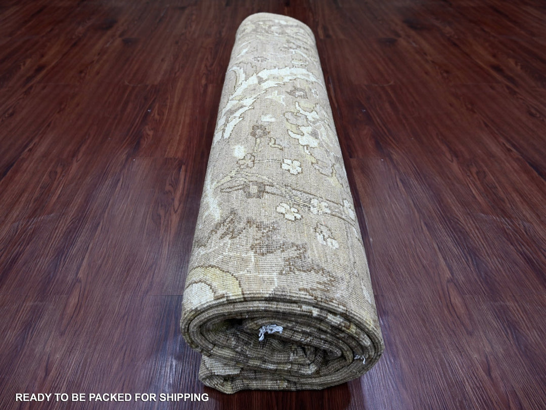 8'1" x 9'9" New Hand Knotted Brown Wool Rectangle Oriental Rug - MOA10221892