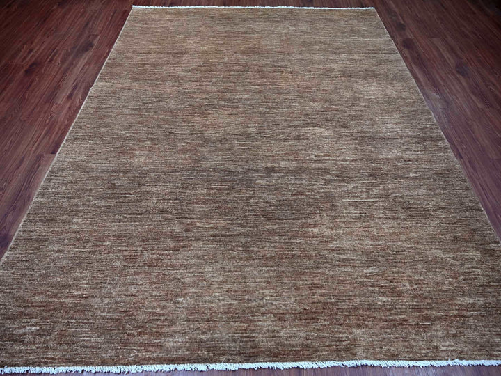 7'10" x 9'7" New Hand Knotted Brown Wool Rectangle Oriental Rug - MOA10221893