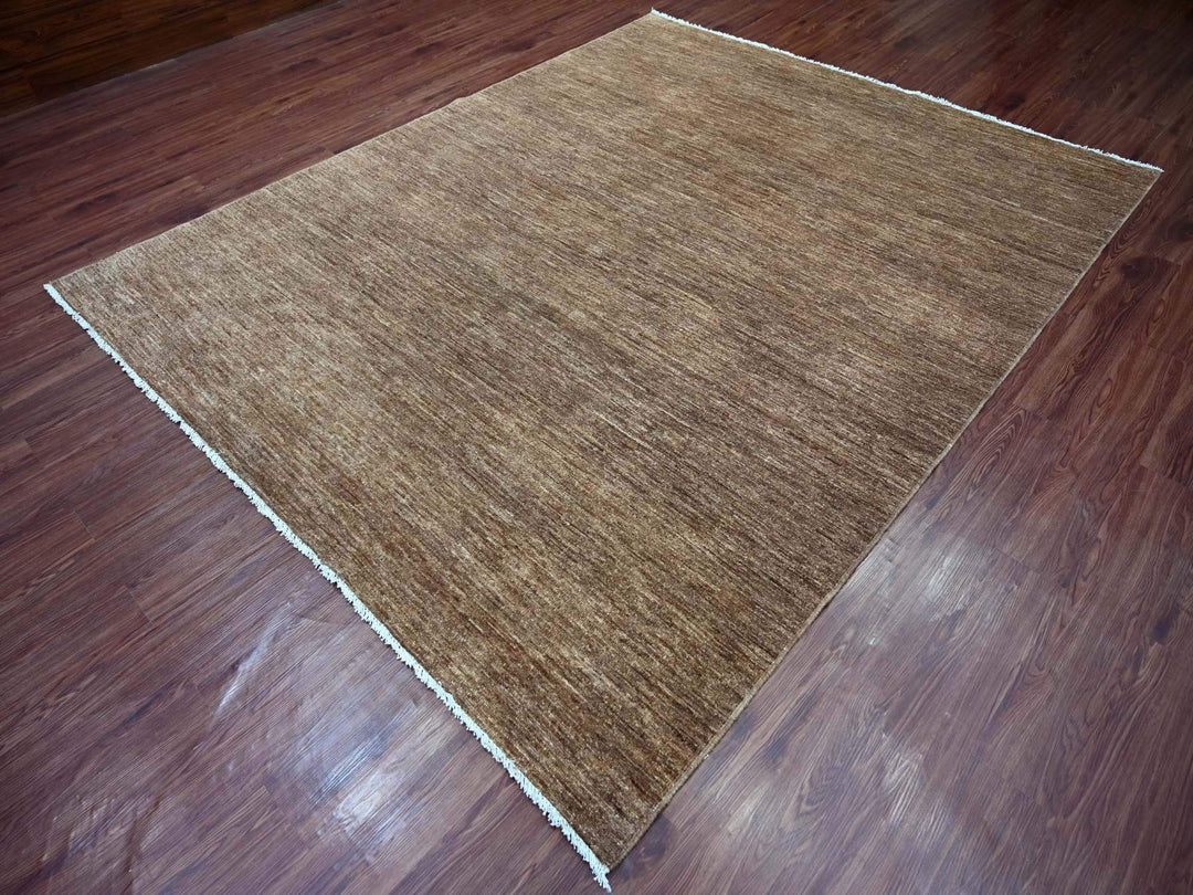 7'10" x 9'7" New Hand Knotted Brown Wool Rectangle Oriental Rug - MOA10221893