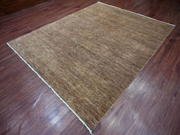 7'10" x 9'7" New Hand Knotted Brown Wool Rectangle Oriental Rug - MOA10221893