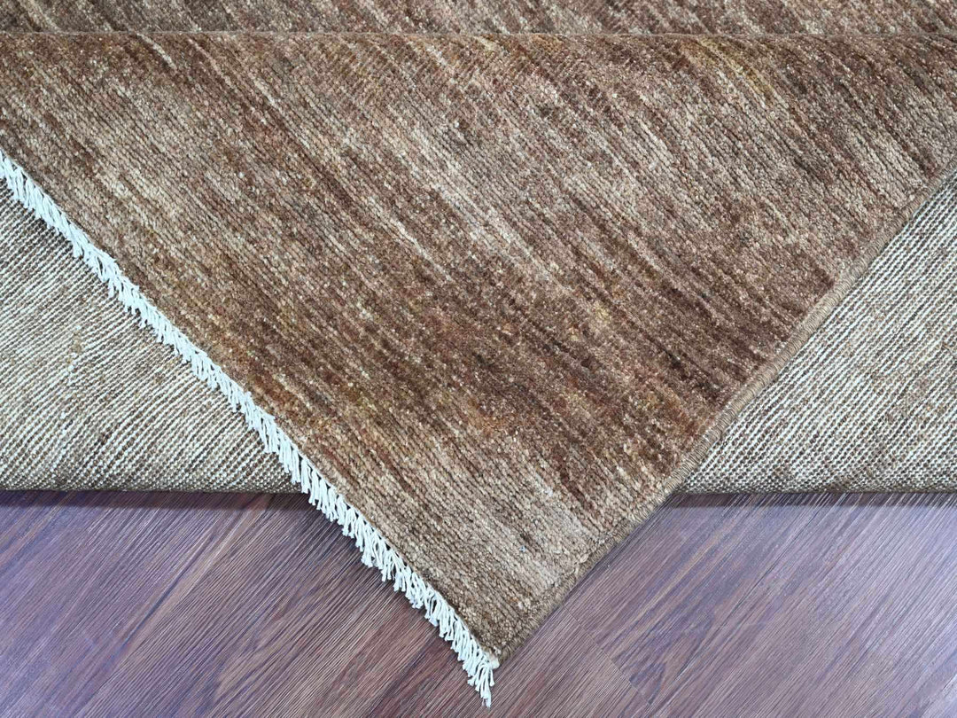7'10" x 9'7" New Hand Knotted Brown Wool Rectangle Oriental Rug - MOA10221893