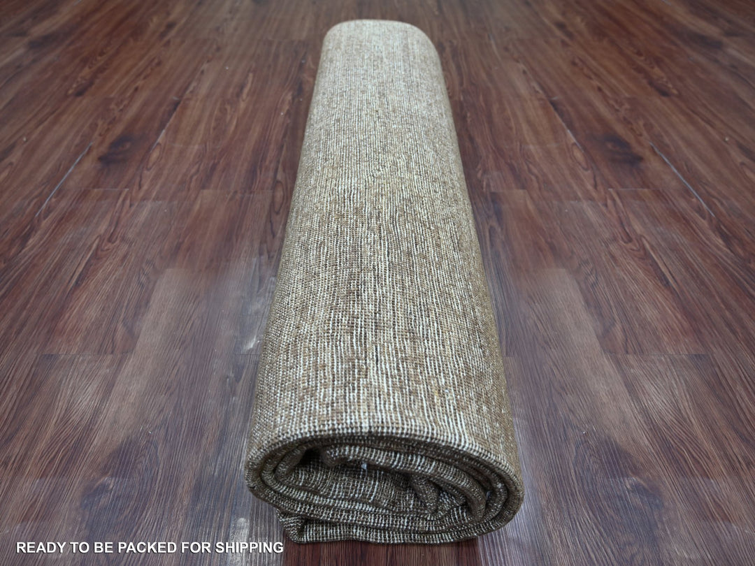 7'10" x 9'7" New Hand Knotted Brown Wool Rectangle Oriental Rug - MOA10221893