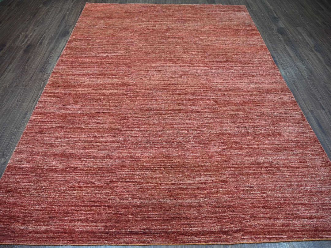 7'8" x 9'8" New Hand Knotted Red Wool Rectangle Oriental Rug - MOA10221895
