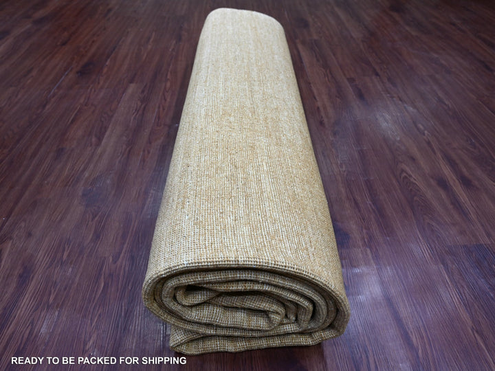 8'11" x 12'0" New Hand Knotted Brown Wool Rectangle Oriental Rug - MOA10221896