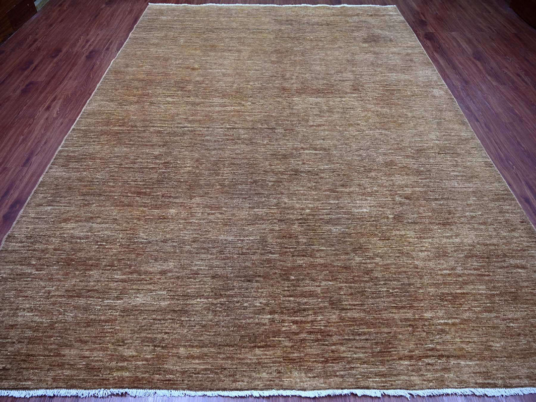 8'9" x 11'6" New Hand Knotted Brown Wool Rectangle Oriental Rug - MOA10221897