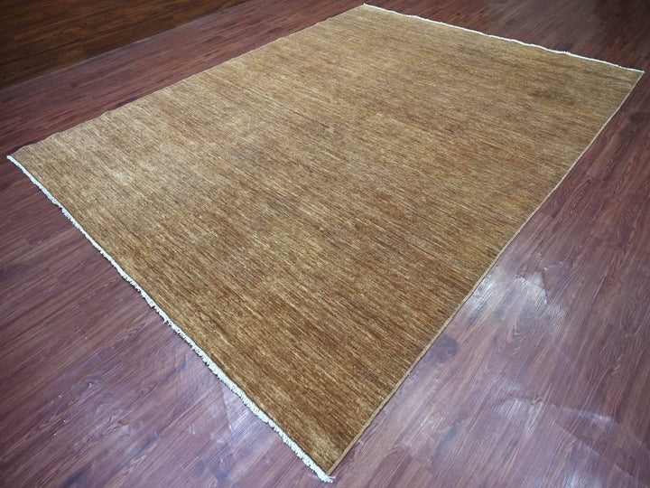 8'9" x 11'6" New Hand Knotted Brown Wool Rectangle Oriental Rug - MOA10221897