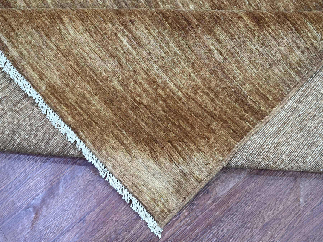 8'9" x 11'6" New Hand Knotted Brown Wool Rectangle Oriental Rug - MOA10221897