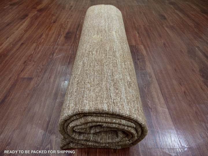 8'9" x 11'6" New Hand Knotted Brown Wool Rectangle Oriental Rug - MOA10221897