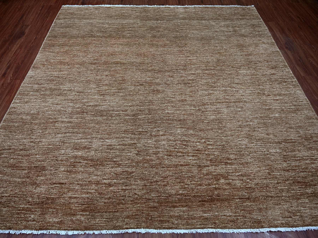8'2" x 8'5" New Hand Knotted Brown Wool Square Oriental Rug - MOA10221898