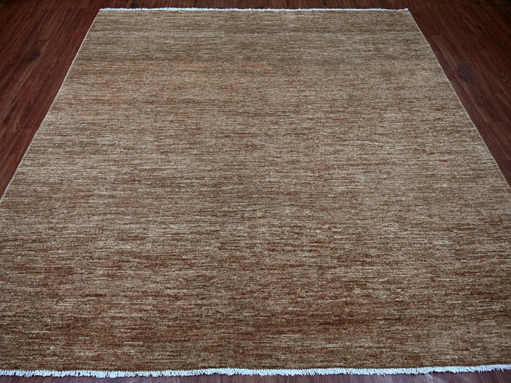 8'2" x 8'5" New Hand Knotted Brown Wool Square Oriental Rug - MOA10221898