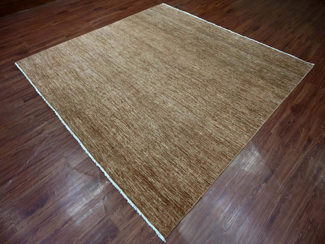 8'2" x 8'5" New Hand Knotted Brown Wool Square Oriental Rug - MOA10221898
