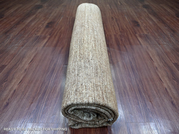8'2" x 8'5" New Hand Knotted Brown Wool Square Oriental Rug - MOA10221898