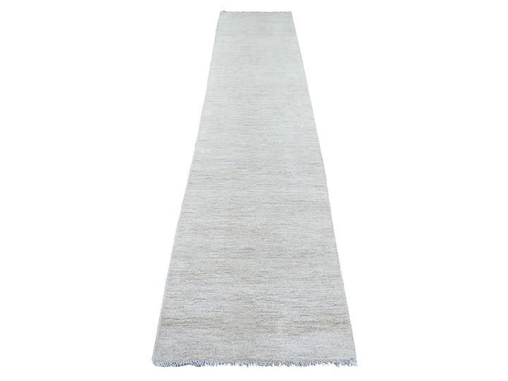2'6" x 11'6" New Hand Knotted Ivory Wool Runner Oriental Rug - MOA10221899