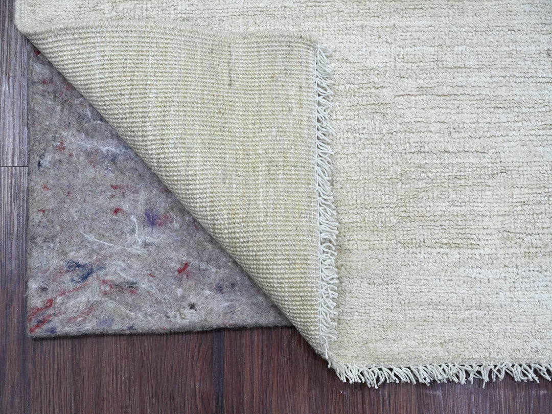 2'6" x 11'6" New Hand Knotted Ivory Wool Runner Oriental Rug - MOA10221899