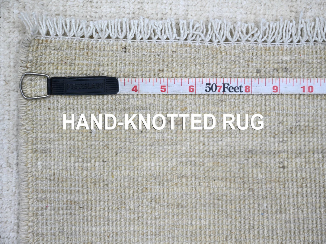 2'6" x 11'6" New Hand Knotted Ivory Wool Runner Oriental Rug - MOA10221899
