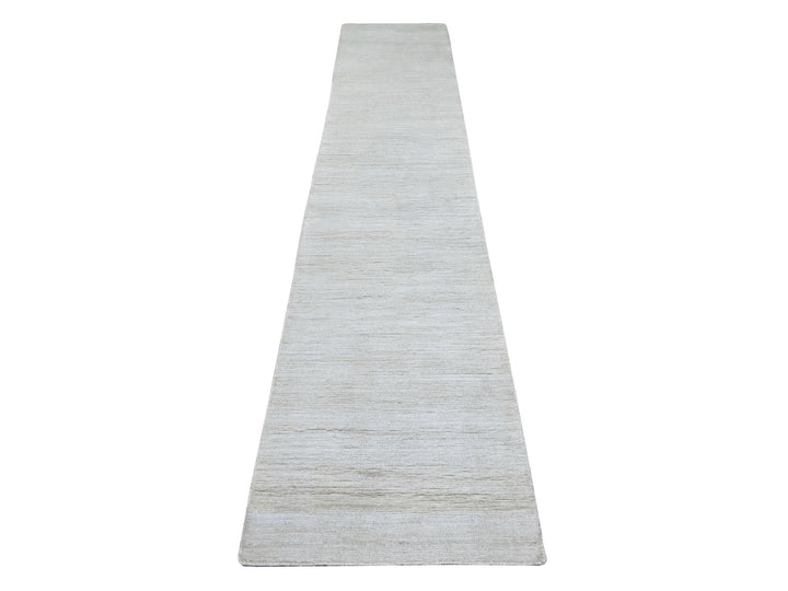 2'4" x 11'7" New Hand Knotted Ivory Wool Runner Oriental Rug - MOA10221901