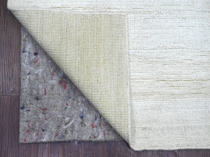 2'4" x 11'7" New Hand Knotted Ivory Wool Runner Oriental Rug - MOA10221901